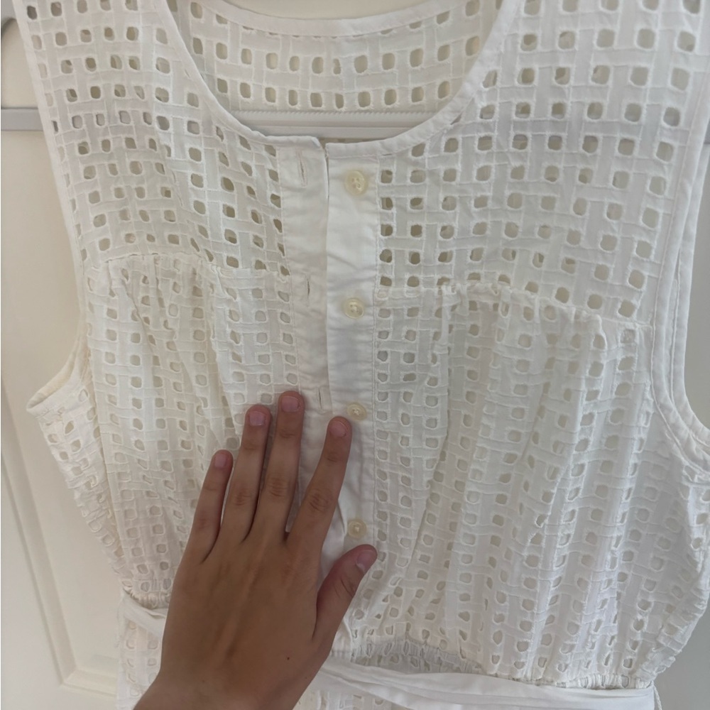 J.Crew All Over Eyelet Lace White Tie Dress - Picture 7 of 8